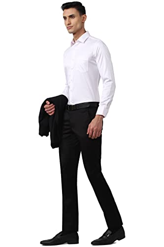 Image of Van Heusen Men's Regular Fit Mid Rise Textured Cotton Formal Trouser