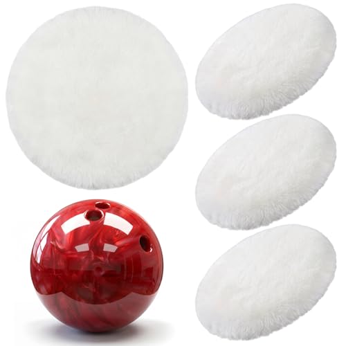 Acellegic 4 Pack Bowling Ball Polish Pad Natural Wool Bowling Ball Cleaner 6 Inch White Spinner Buffing Pads Hand or Spinner Use Non-Abrasive Final Finish & Surface Refinement