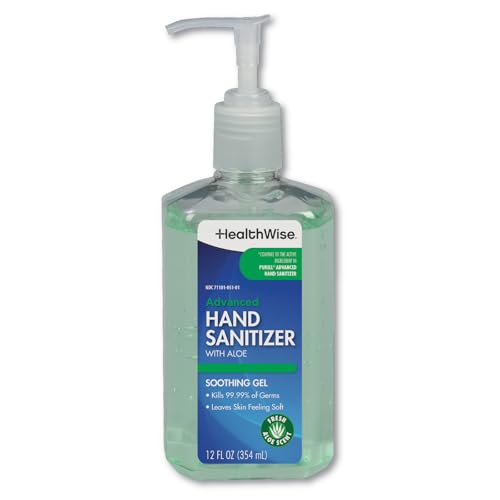 HealthWise Hand Sanitizer | Aloe & Vitamin E | 12 oz (354 mL) | Fresh Aloe Scent | 62% Antiseptic Alcohol