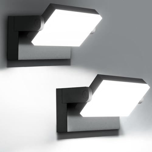 Juyace 2-Pack 60W LED Wall Pack Light, 6000LM Hardwired Outdoor Security Lights (No Motion Sensor/Photocell), IP65 360° Adjustable, Milky White Lens for Garage, Patio, Entryway (Medium Areas