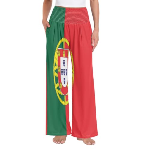 Pantalon palazzo pour femme motif Portugal avec poches latérales confort
