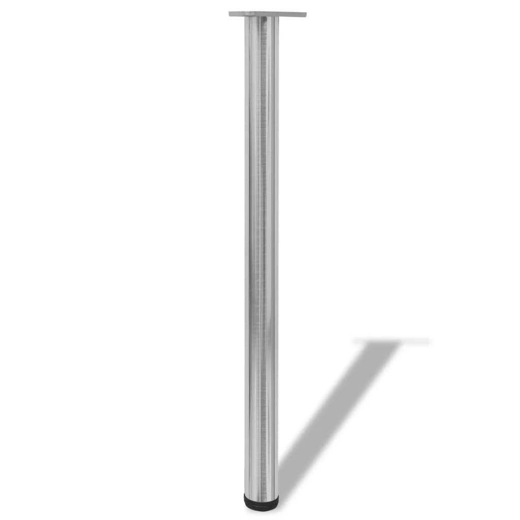 Juego de 4 patas de mesa de 870 mm de altura regulable, acero inoxidable cepillado, 60 mm de diámetro, patas de hierro resistente, patas de muebles con reposapiés para mesa de comedor, cocina