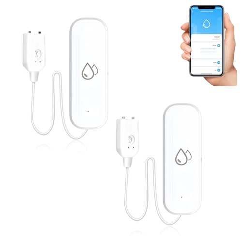 Lot De 2 Détecteur d'eau, Détecteur De Fuite d'eau, Ip67 Alarme d'eau avec Alarme De Notification D'application À Distance, Capteur De Fuite D' D'inondation...