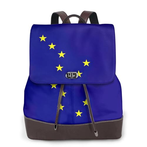 Sac à dos de voyage randonnée et campus en cuir motif Alaska noir