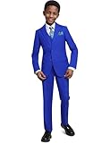 Marvelous World Boys Suits Royal Blue Slim Fit Size 14 Formal Suits for Kids Toddler Tuxedos Dresswear Ring Bearer Outfit Boys Wedding Suits Set Dress Clothes Teen Youth 5-Piece Adjustable Waist