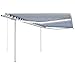 vidaXL Markise Automatisch mit LED Windsensor Gelenkarmmarkise Sonnenmarkise Balkonmarkise Sonnenschutz Sichtschutz Terrasse Garten 4,5x3,5m Blau Weiß
