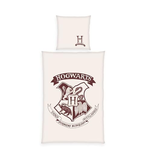 Herding Juego de Cama de Harry Potter con Funda de Almohada de 80 x 80 cm, Reversible, Funda nórdica de 135 x 200 cm, con Cierre de Botones, 100% algodón