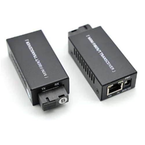 1 par Gigabit 100/1000M A/B SC - Convertidor de medios (fibra Ethernet, Rj45, transceptor óptico, 20 km, fibra de plástico y metal, color negro
