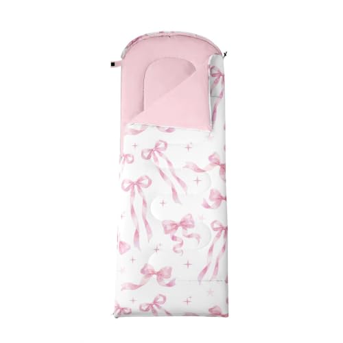 Erosebridal Bolsa de Dormir Kawaii Bowknot para Niños Color Rosa Claro y Blanco para Camping miniatura 4