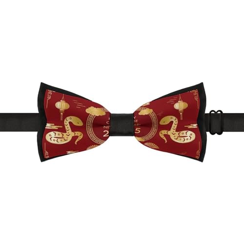 GoasNei Year Of The Snake 2025 Happy Chinese New Year 2025 Bow Tie for Men Adjustable Necktie Funny Tie Neck Ties for Weddings Party