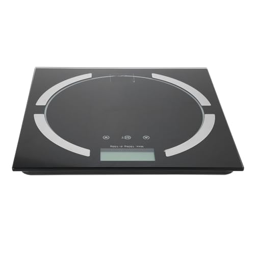 SYUULCOI Báscula digital de grasa corporal, para peso, IMC, músculo, agua, masa ósea, calorías, porcentaje de grasa, plataforma de vidrio templado, indicador de batería baja, uso