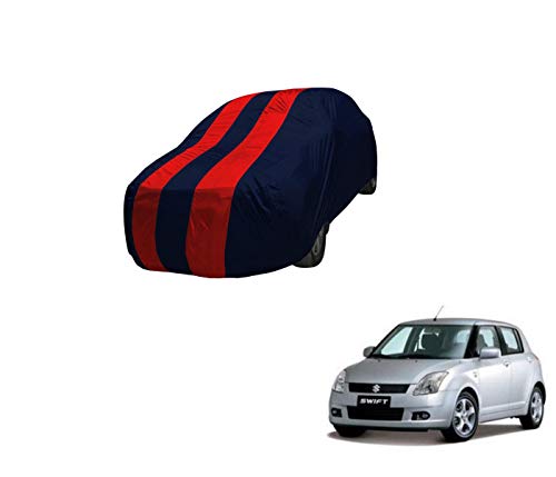 Image of Auto Hub Car Cover Compatible with Maruti Swift 2018 with Mirror Pocket,Triple Stitched, Weather Proof, Swift Car Cover- Navy-Red