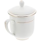 GALPADA Keramischer Kaffeebecher mit Deckel Wasserbecher für Täglichen Gebrauch Design Langlebig für Familie und Freunde