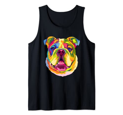 Pop Art Inglés Bulldog Pet Paw Regalo Hombres Mujeres Amantes de Perros Camiseta sin Mangas