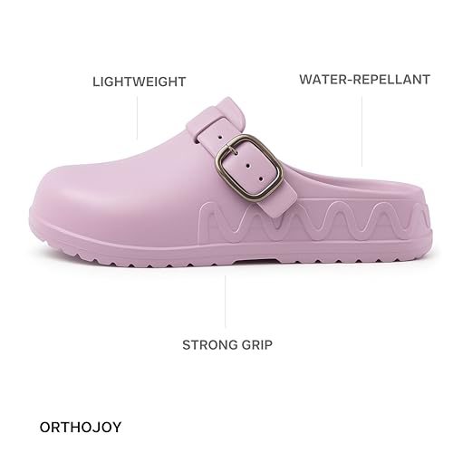 Image of ORTHO JOY Orthopedic Arch Support Clogs for Women - Comfort Slip-On Toe Post Slides with Adjustable Strap & Cushion Sole