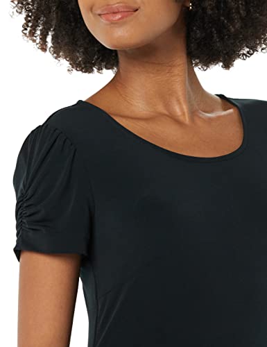 Image of Amazon Essentials Women's Gathered Short Sleeve Crew Neck A-line Dress (Available in Plus Size)