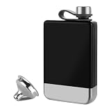 ASelected 9Oz Hip Flasks with Funnel for Women Men with Funnel Stainless Steel Pocket Flask Whisky Flask Fit for Hiking Party and Barbecue(Black)