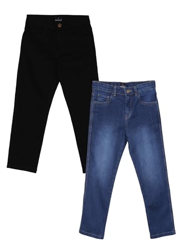 Image of KiddoPanti Boys Full Length Stretchable Straight Fit Washed Denim Jeans