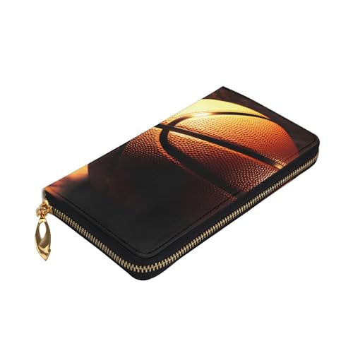 Basketball Background Wallet for Men Women Long Purse Leather Clutch Large Business Handbag Travel Phone Holder Credit Card Holder Money Case with Zipper Leather Wallets Gift3