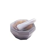 Achat Mörser und Stößel Set, polierter natürlicher Brasilien-Achat, Reibschale & Stößel, Innen-Ø 30-130mm, Probenmahlung für Labor, Schule & Küche(ID70mm mortar (+grinding rod))