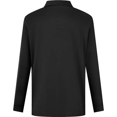 Image of Mens Golf Shirt Long Sleeve Moisture Wicking Dry Fit Performance Solid Pique Collared Golf Polo Shirts for Men