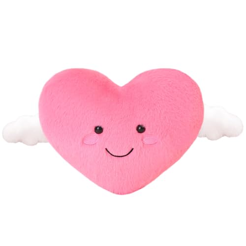 Finebee Pink Heart Plush Toy Cute Heart Stuffed Animal Soft Pillow Plushies Heart Shape Valentine Day Birthday for Kids Lover Decor 8 inch