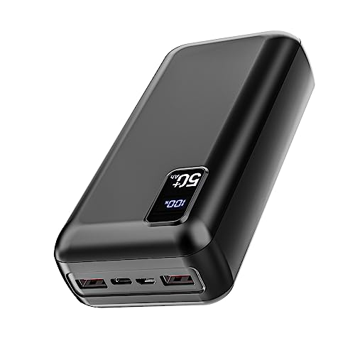 PowerBank 50000mAh große kapazität, 22,5W Powerbank PD20W Schnell Aufladende Externer Handyakku USB C mit LED Display 3 Ausgängen & 2 Eingängen Tragbares Ladegerät für iPhone16 15 14 13 12 Pro Max