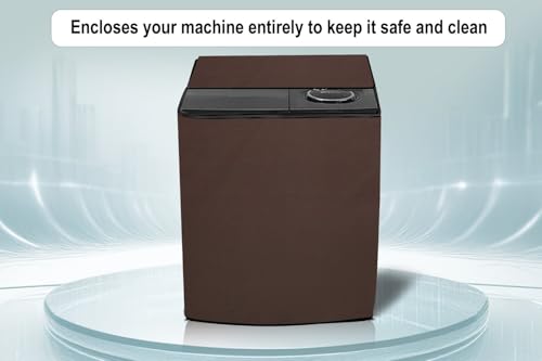 Image of Stylista Waterproof and Dustproof Polyester Washing Machine Cover Compatible for Godrej 7 Kg Semi-Automatic Top Loading WS EDGE CLS 70 5.0 PN2 GPGR, Coffee