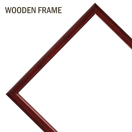Image of Rousrie Premium Framed Glass Wall Mount Mirror, Decorative, for Bathroom, Bedroom, Living Room and Entryway, Wash Basin (14 by 20 Inch) (Dark Brown)