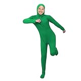 [TUAHOUS] 全身タイツ コスプレ 青ブラック・イエローピュア ストレッチ 顔出し大人 コスチューム 仮装 開いている 面白い コスプレ 変装 伸縮性 柔らかい イベント 忘年会 変装 (グリーン, L)