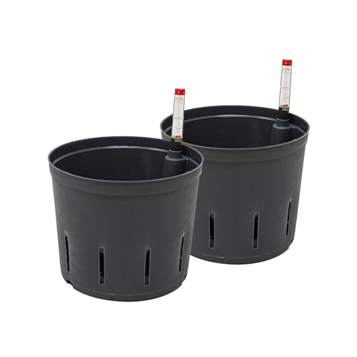 Leni Kulturtopf für Hydrokultur-Systeme Set mit Wasserstandsanzeiger | Größen zur Wahl 5-32 cm rund | Langlebiger Kunststoff (2er-Pack, Ø: 15cm | H: 12cm)