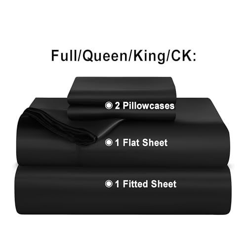 NTBAY Queen Satin Sheet Set, 4 Piece, Black - image 4