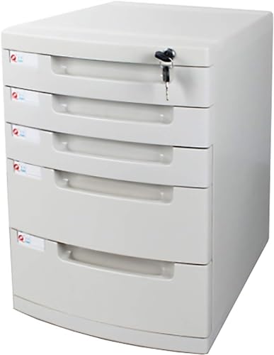 Cajones de almacenamiento, organizador de unidad de escritorio, archivador con cerradura, caja A4 for oficina, 5 niveles(White)