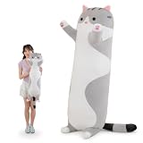 Amozo Chat en Peluche Coussin de Chat Long Oreiller Animé Peluches Geante Chat...