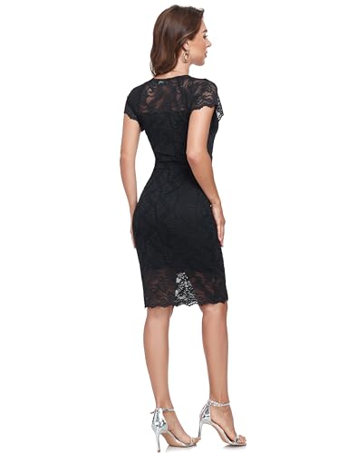 Image of Atnlewhi Womens Vintage Lace Floral Off Shoulder Elegant Swing Dresses A-line Mini Dress for Party Cocktail Wedding