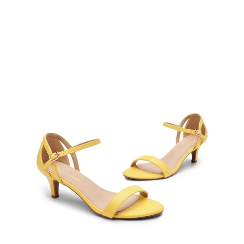 DREAM PAIRS Women's Lexii Fashion Stilettos Open Toe Pump Heel Sandals,Size 5,Yellow Pu,LEXII