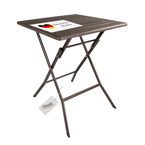 Lemodo Klapptisch mit Tischplatte in brauner Holz-Optik, Balkontisch 62 x 62 cm (L x B) |...