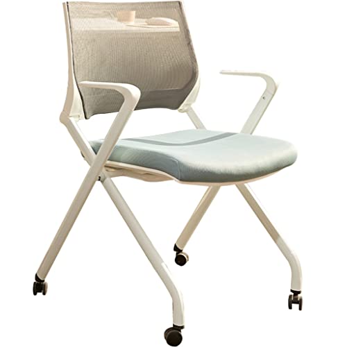 Silla de oficina plegable, respaldo de malla transpirable con ruedas para uso doméstico y conferencias, diseño ergonómico para mayor comodidad