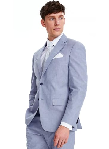 Tommy Hilfiger Mens Modern-Fit Cotton Chambray Suit Jacket 40 Long Blue NWT