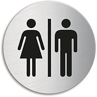 Door Sign - Toilet Women Men Ø 75 mm Stainless Steel finely brushed matt self-adhesive No.8471