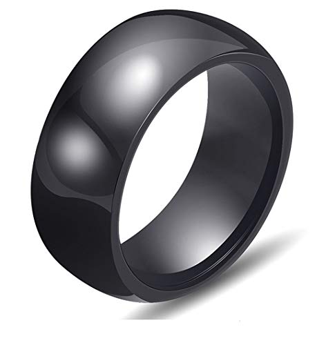 PAURO Bijoux Haute Brillant Classique Conception Engagement Mariage Band Bague Femme Céramique Noir Taille 62