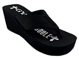 Gypsy Soule Women's Flip Flops 3' HEEL Comfort Sole Sandals - BLACK - Size 8