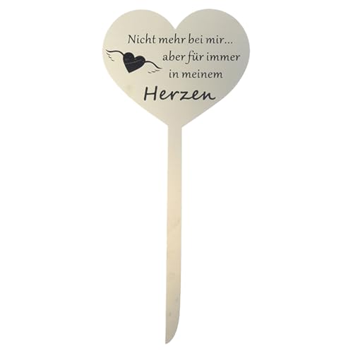 aotusoa 12 x 28 cm gravplugg rostfritt stål hjärta dekoration värdig minnesdag väderbeständig gravprydnad med gravyr för att påminna om att säga inte mer hos Mir... Men för alltid i mitt hjärta