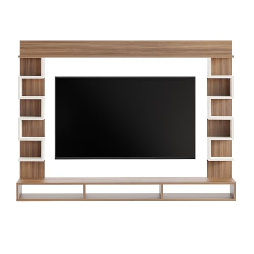 Image of FURNEASER Cabiar Wall Mount TV Unit for Living Room Wooden Entertainment Center with Storage Shelves Modern TV Panel Stand Showcase for Up to 55 Inch Media Console Cabinet (LH1)