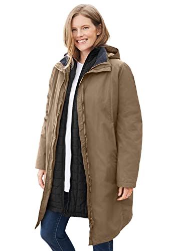 Akklian Womens Winter Quilted Coat No Hood Ribbed Raglan Vintage