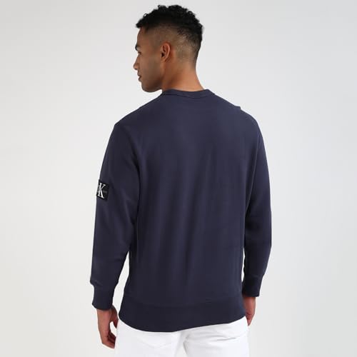 Calvin Klein Herren Sweatshirt Badge Crew Neck aus Baumwolle, Blau (Ink), XS – Ansicht 3