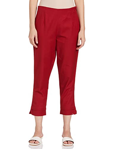 Image of BIBA Women Cotton Blend Regular Solid Pants