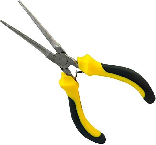 AERZETIX - Pinze di precisione Mini 155mm con becchi a punta lunga - Mini pinza diritta - Accessori/Strumento/Fai da te - Manico antiscivolo bimateriale - DIN 5743 - in acciaio/CR-V/ - C45828