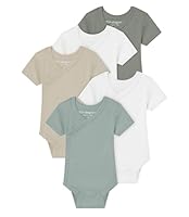 Kindsgard Wickelbody kurzarm „trunder“ – Grün 50 – 5er-Pack aus Ripp-Baumwolle – OEKO-TEX zertifiziert – elastisch, weich & bequem – unisex Baby Body mit Druckknöpfen