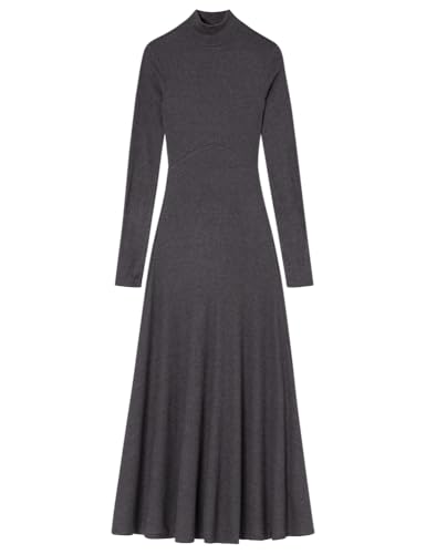 Springfield Midi Turtle Neck Long Sleeve Dress Vestido De Cuello Alto, Gris, M para Mujer